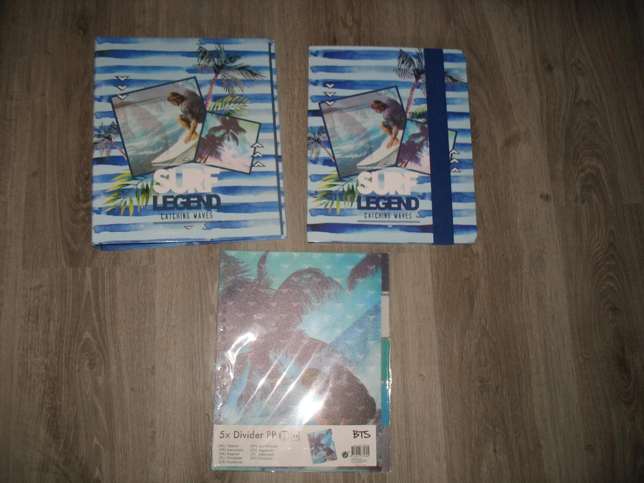 LOT DE 3 ARTICLES SCOLAIRES : CLASSEUR + POCHETTE + INTERCALAIRES - SURF LEGEND